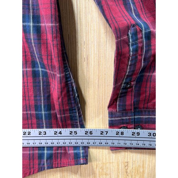 DOCKERS - Men's Long Sleeve Plaid Shirt - Burgundy - XXL - Picture 7 of 14